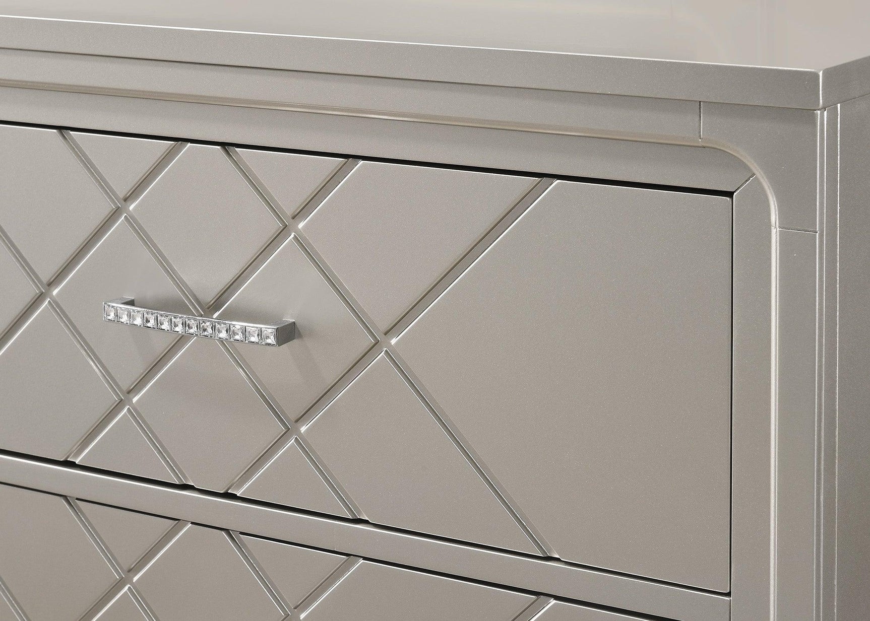 Jaylen Night Stand Cream, Modern And Glam Wood, Metal 2 Drawers - Ella Furniture