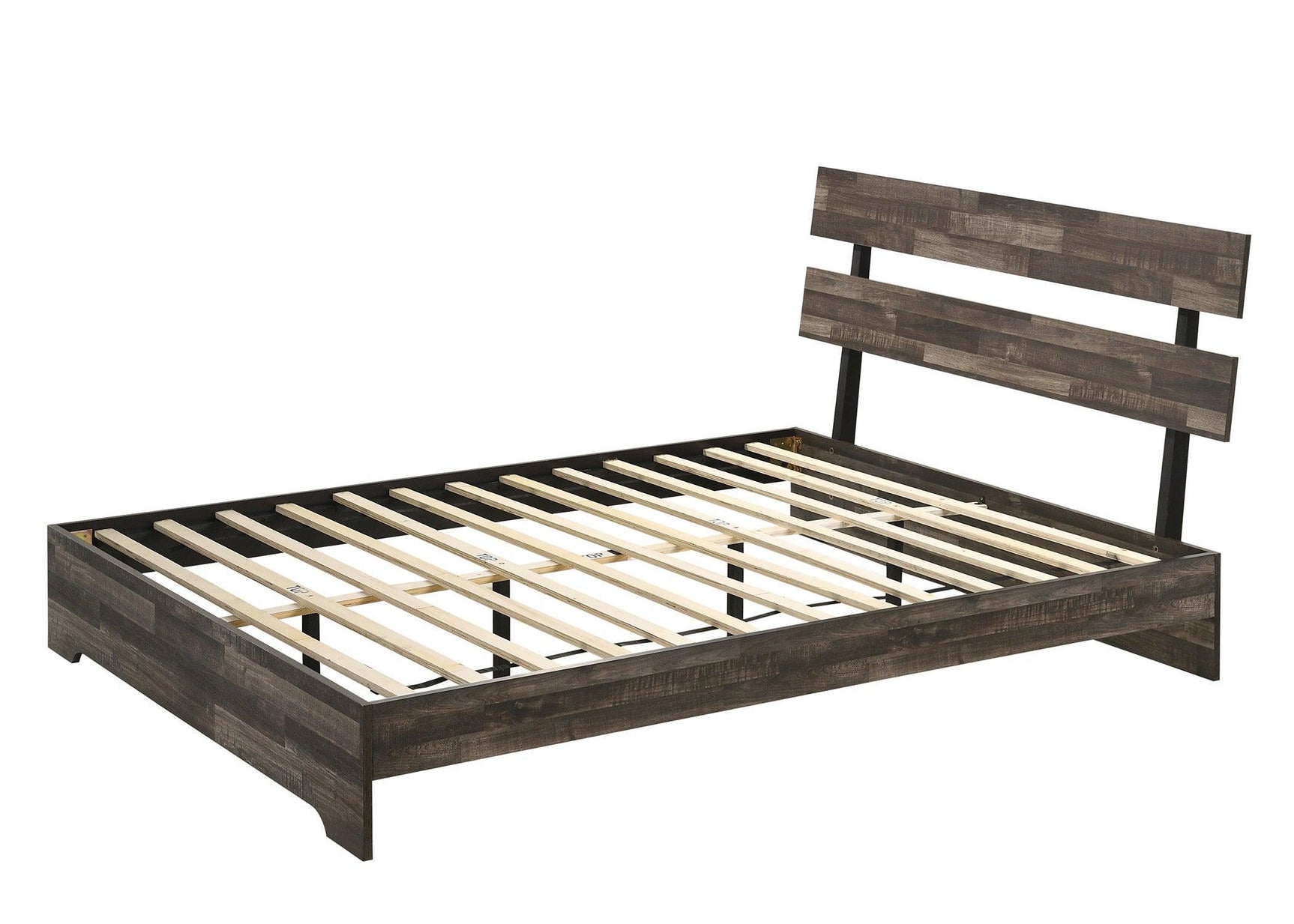 Atticus Brown Classic And Modern Wood And Wood Veneers Twin Platform Bed - Ella Furniture