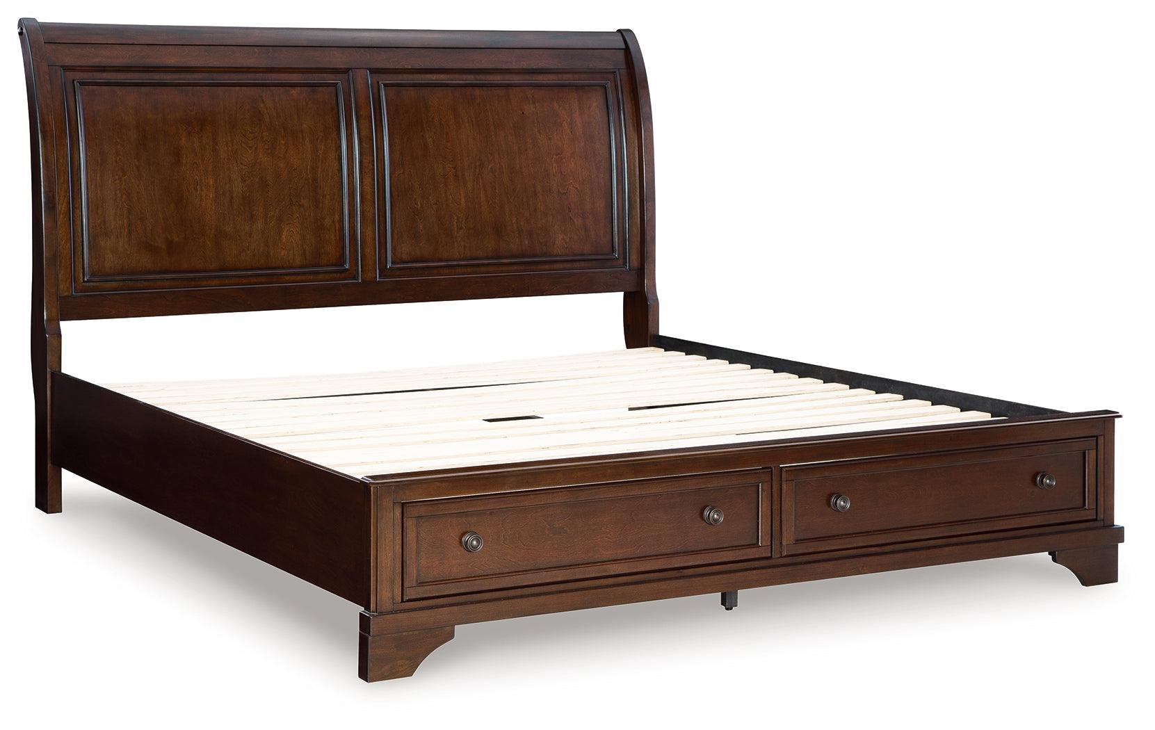 Trellington Brown Queen Sleigh Storage Bed