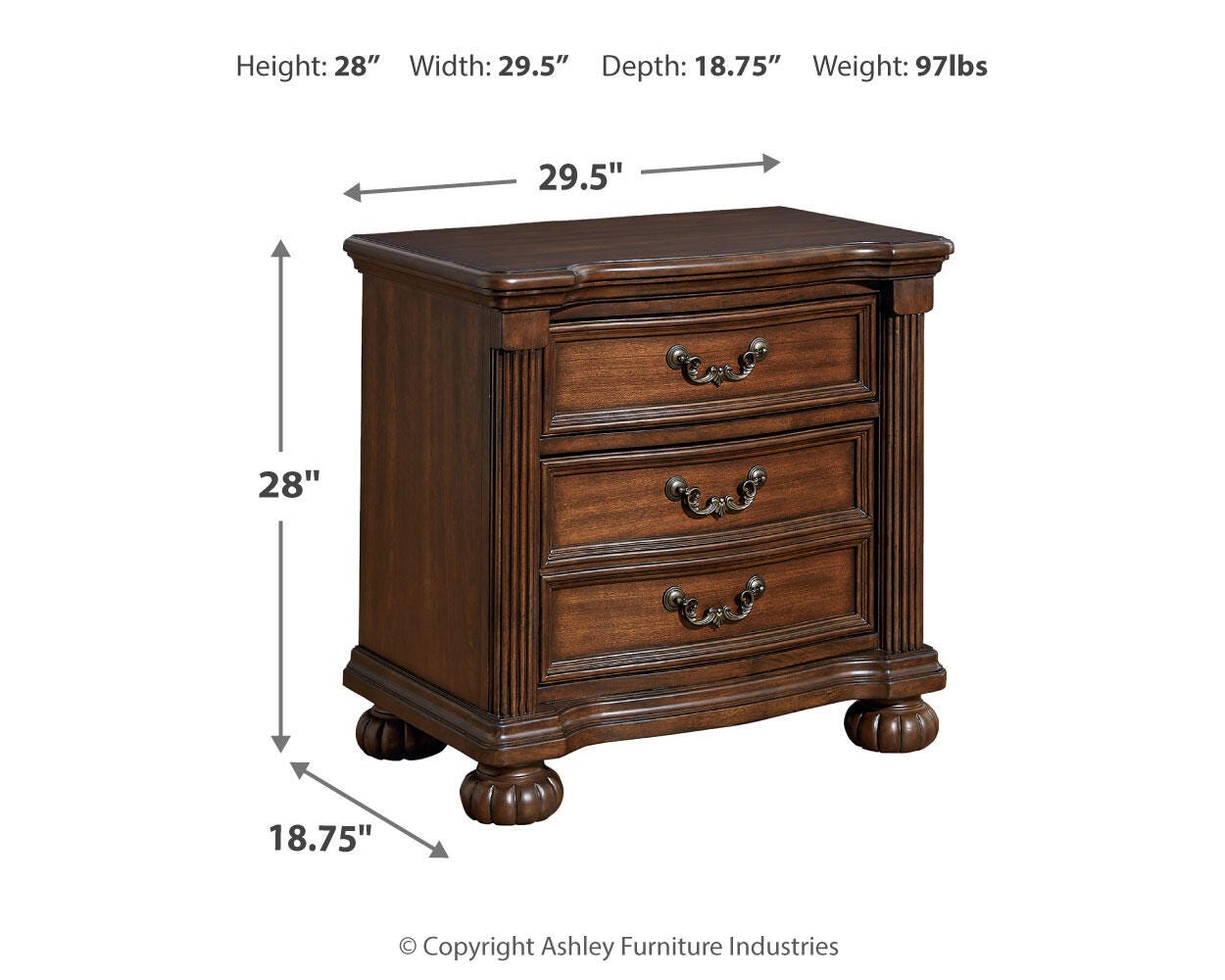 Lavinton Brown Poster Bedroom Set dimension view