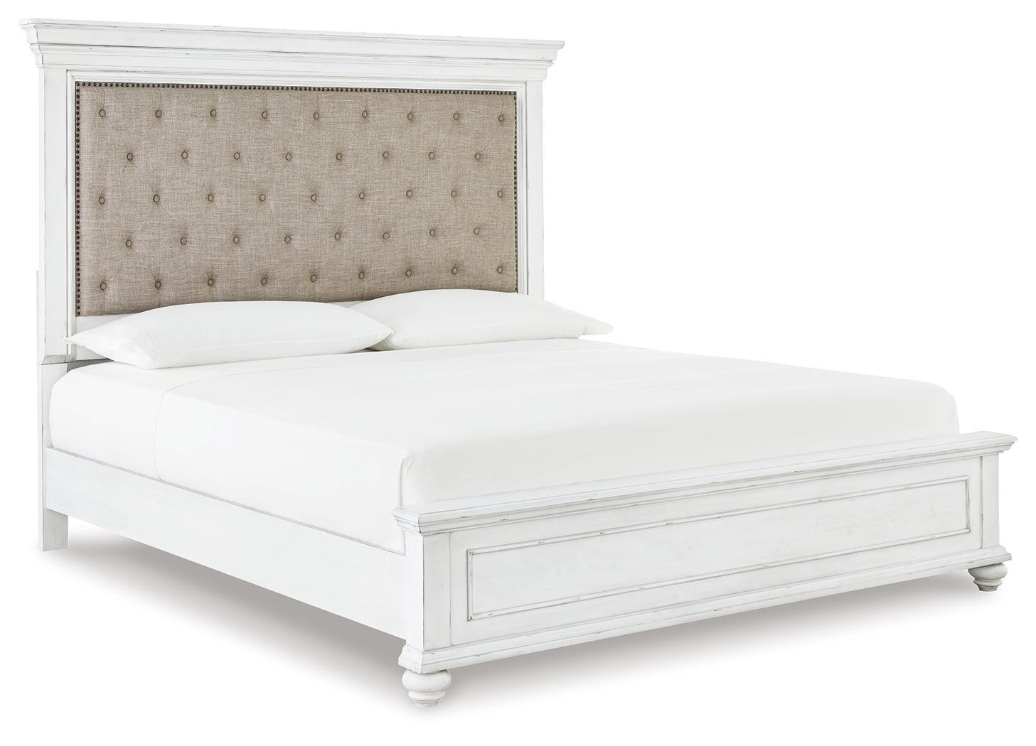 Kanwyn Whitewash Queen Panel Bed - Ella Furniture