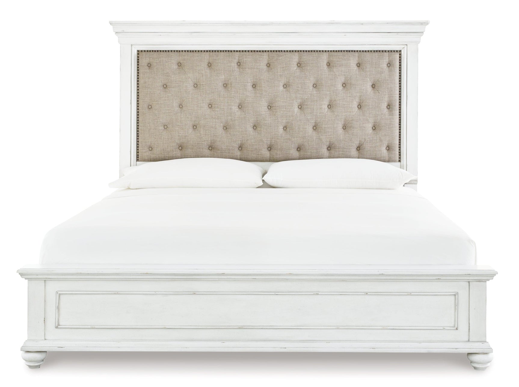 Kanwyn Whitewash Queen Panel Bed - Ella Furniture
