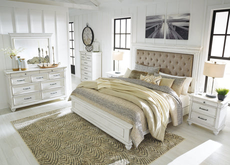 Kanwyn Whitewash Queen Panel Bed - Ella Furniture