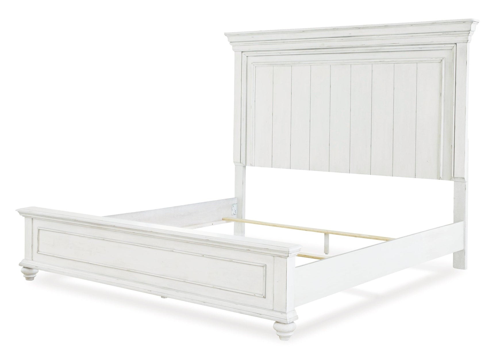 Kanwyn Whitewash King Panel Bed B777B8 - Ella Furniture