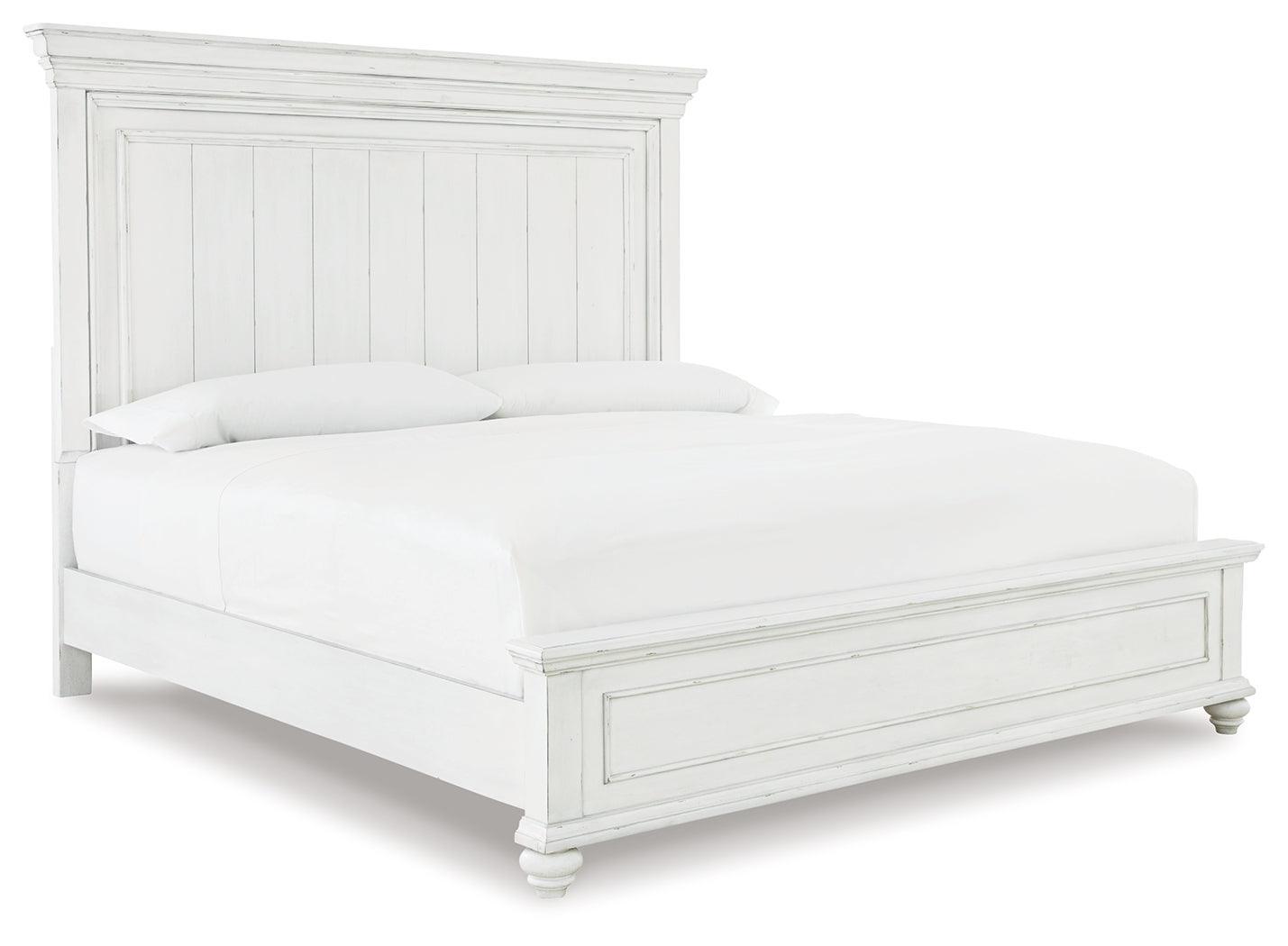 Kanwyn Whitewash King Panel Bed B777B8 - Ella Furniture