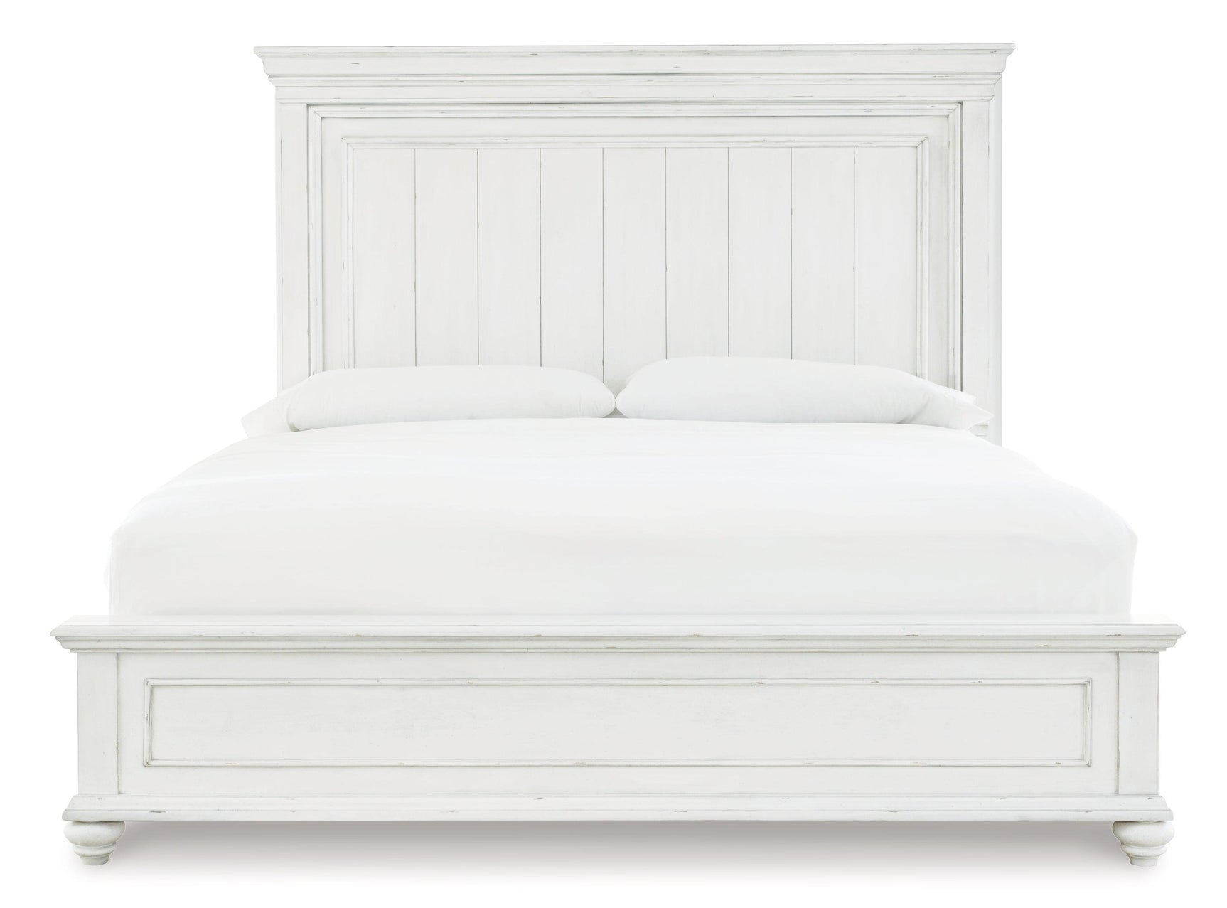Kanwyn Whitewash King Panel Bed B777B8 - Ella Furniture