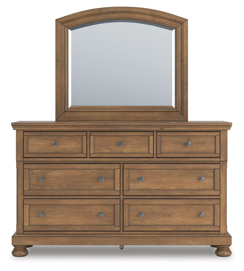 Feddinger Medium Brown Dresser and Mirror