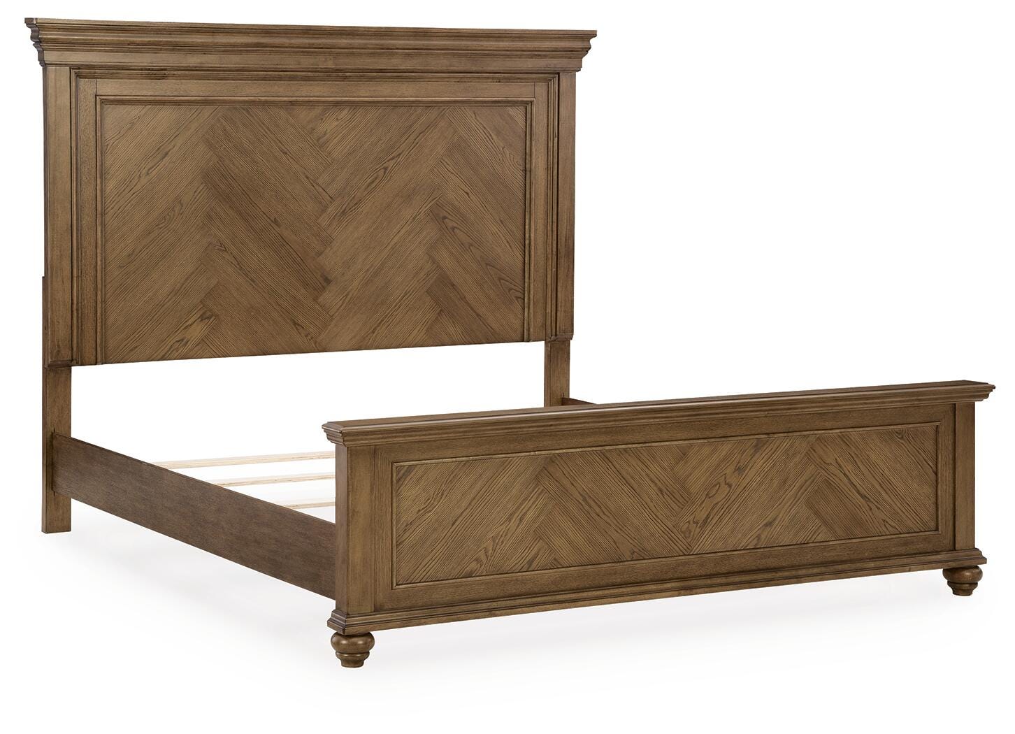 Karallin Medium Brown King Panel Bed angled view