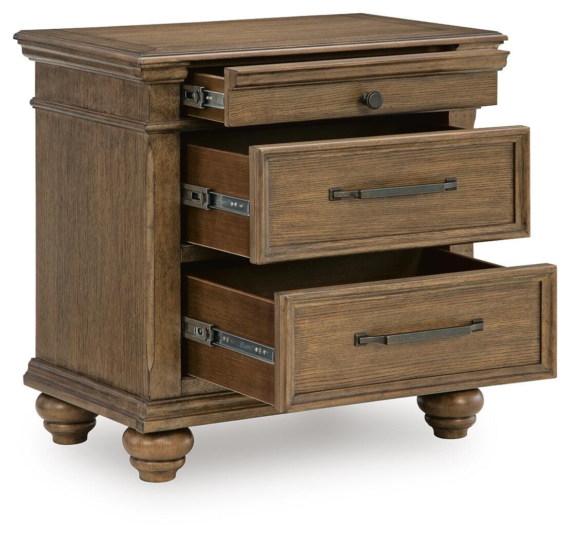 Karallin Medium Brown Nightstand angled view