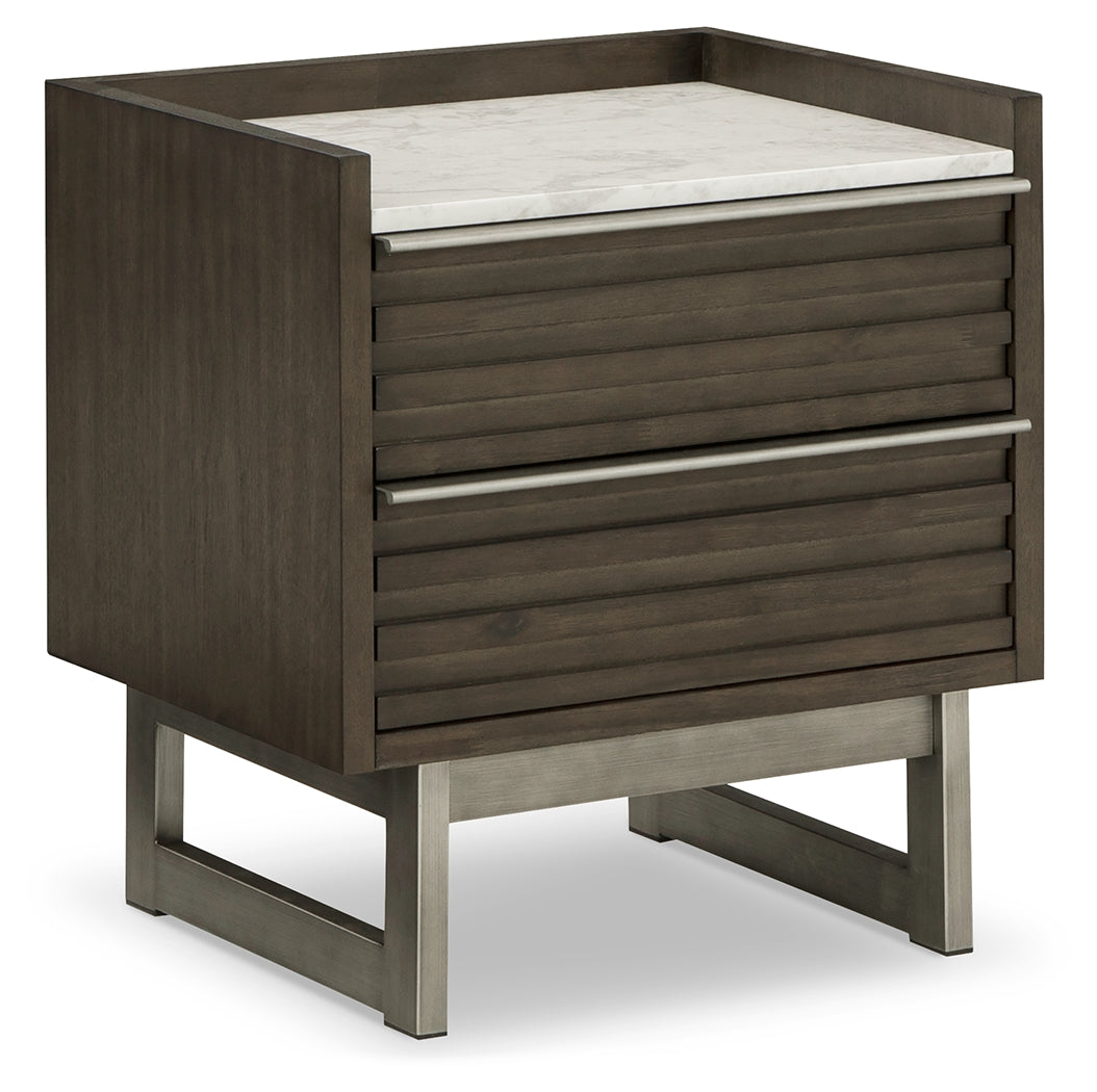 Arkenton Grayish Brown/White Nightstand