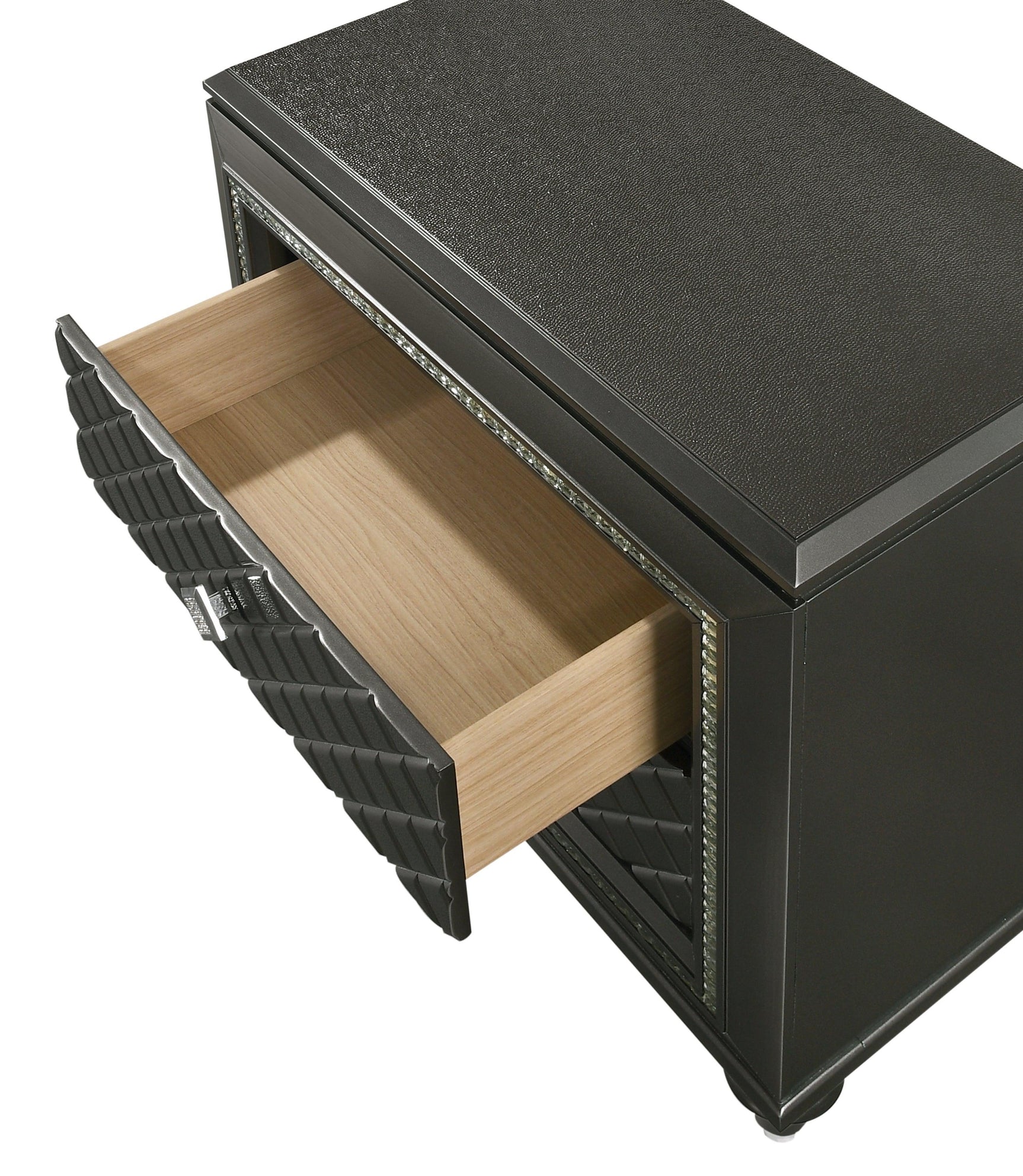 Giovani Chest Black/Gray, Contemporary Modern Faux, Crystal 5 Drawers - Ella Furniture