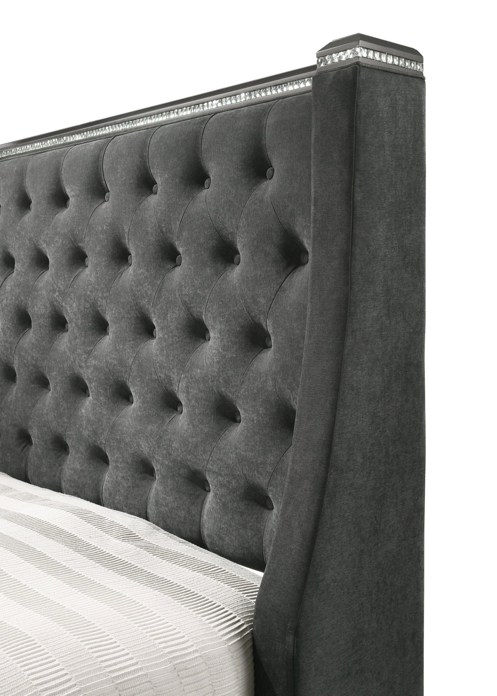 Giovani Gray Contemporary And Modern King Fabric Upholstered Tufted Panel Bed - Ella Furniture
