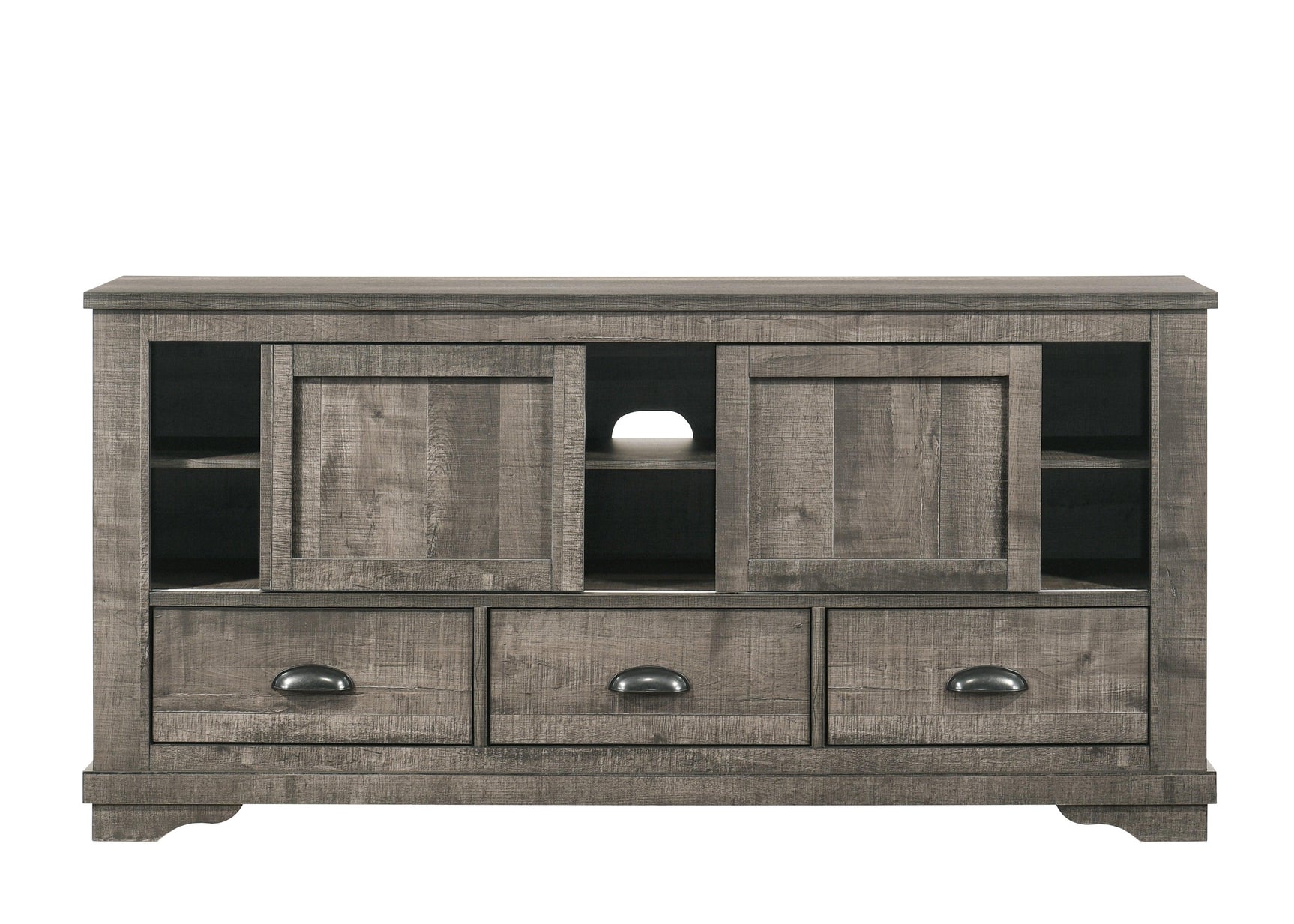 Coralee Grey Tv Stand, Entertainment Cabinet, Media Console With Wood Finish And Wood Legs for Living Room - Ella Furniture
