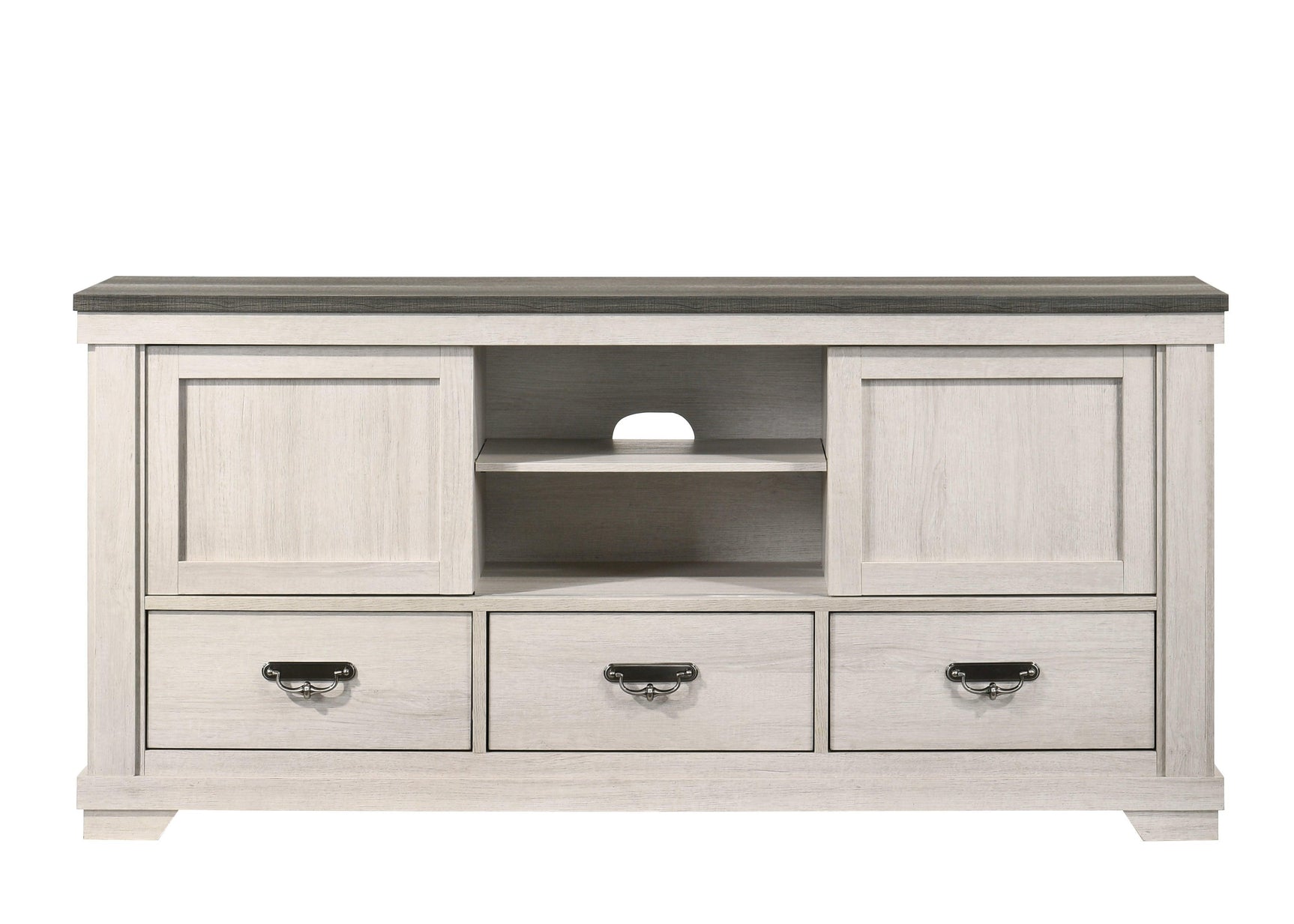 Leighton Chest Cream/Brown, Classic And Modern Wood, Pewter Bail 4 Drawers - Ella Furniture