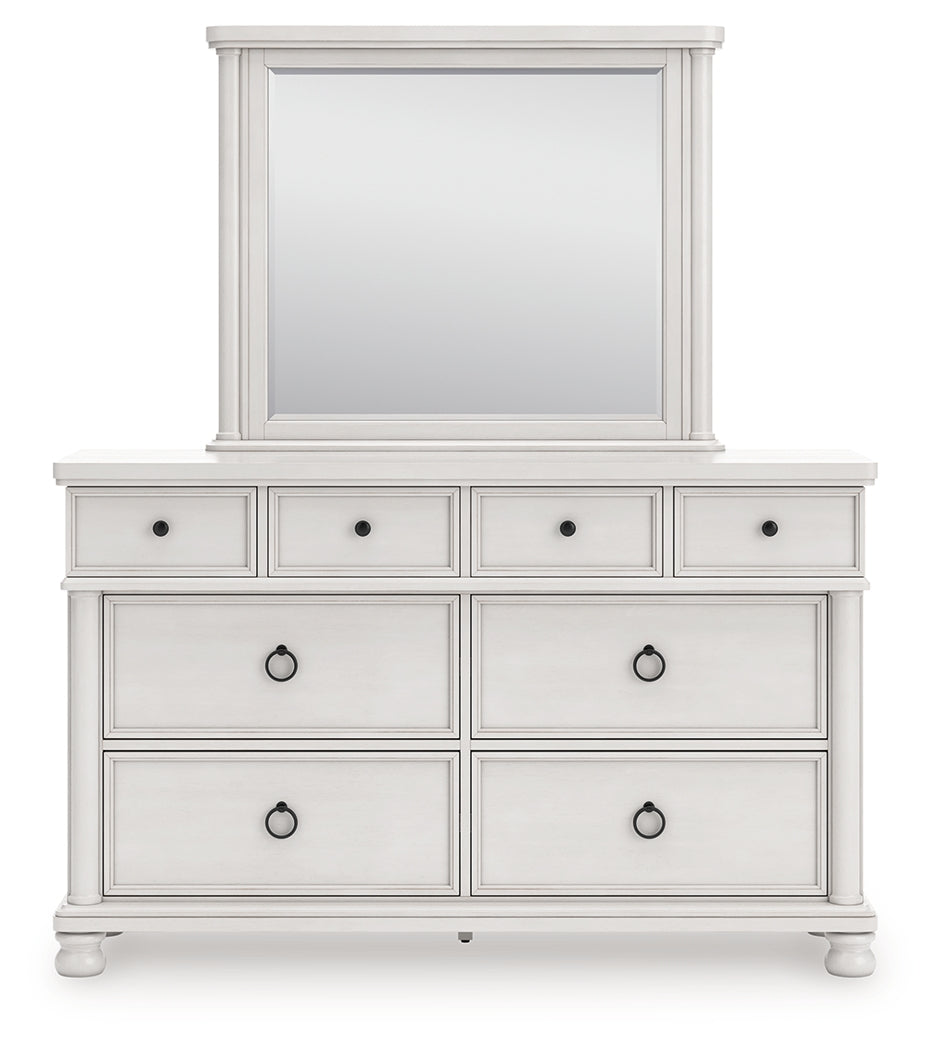 Rowlenstown Antique White Dresser and Mirror