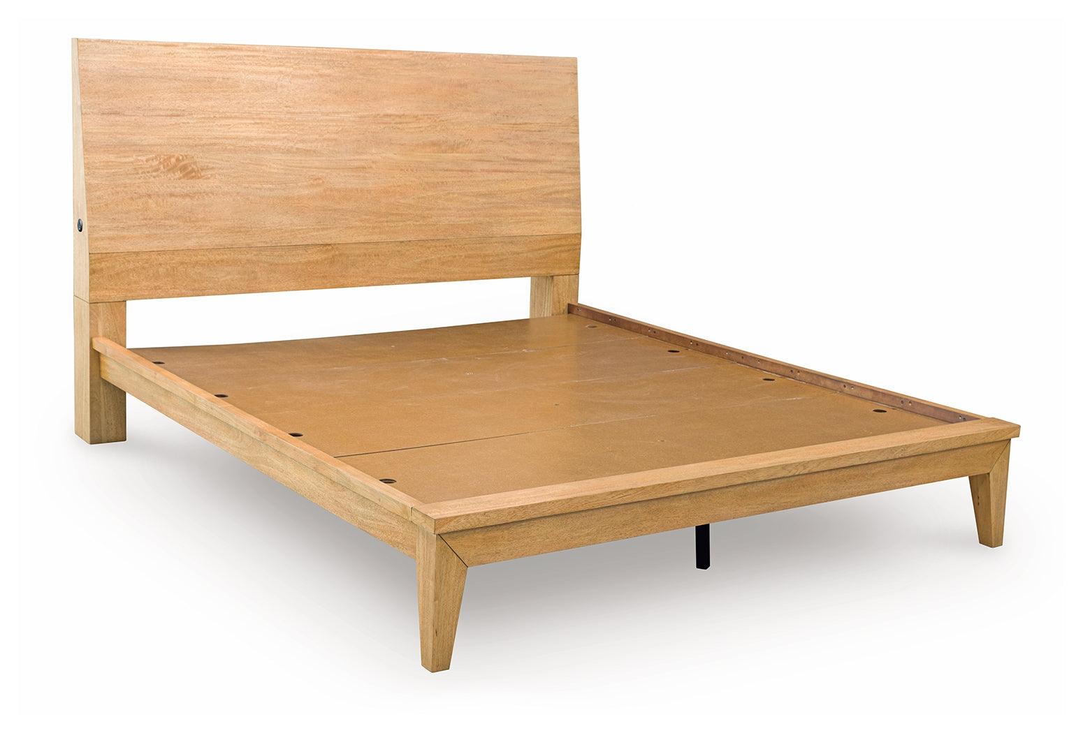 Sherbana Light Brown Queen Panel Bed