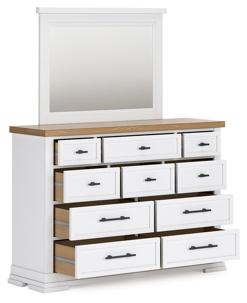 Ashbryn Two-Tone White and Natural Dresser with Mirror