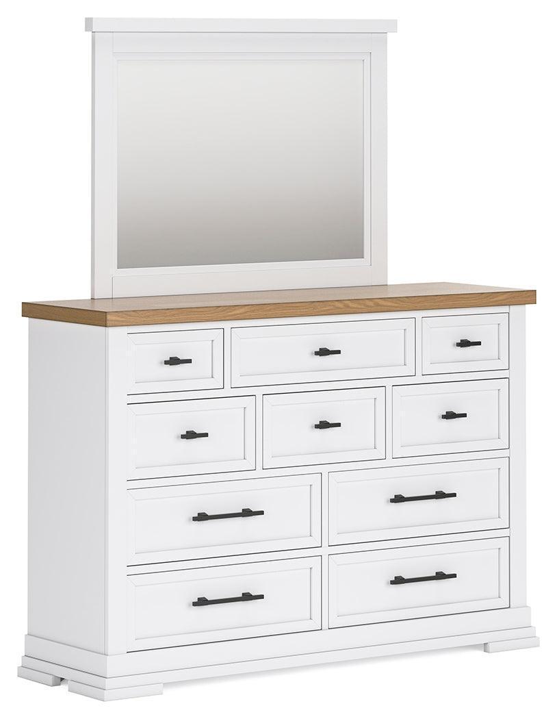 Ashbryn Two-Tone White and Natural Dresser with Mirror