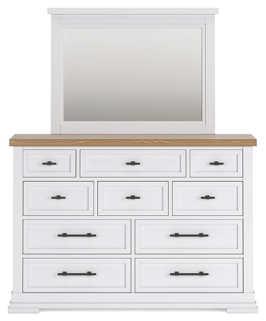 Ashbryn Two-Tone White and Natural Dresser with Mirror