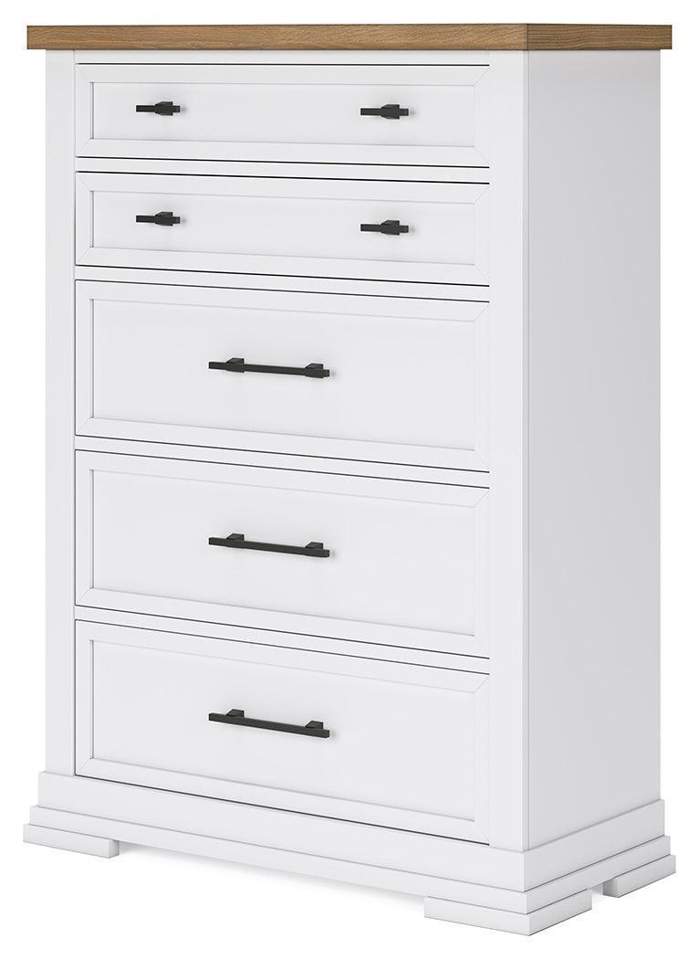 Ashbryn Two-Tone White and Natural Chest of Drawers