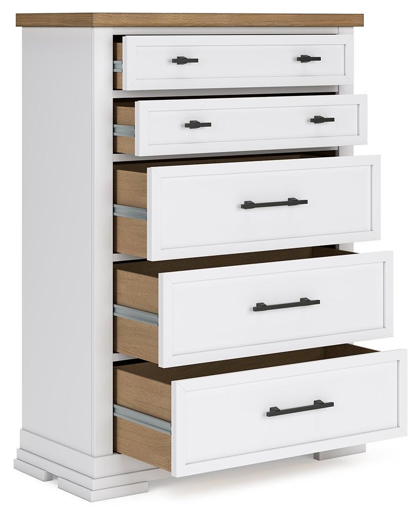 Ashbryn Two-Tone White and Natural Chest of Drawers
