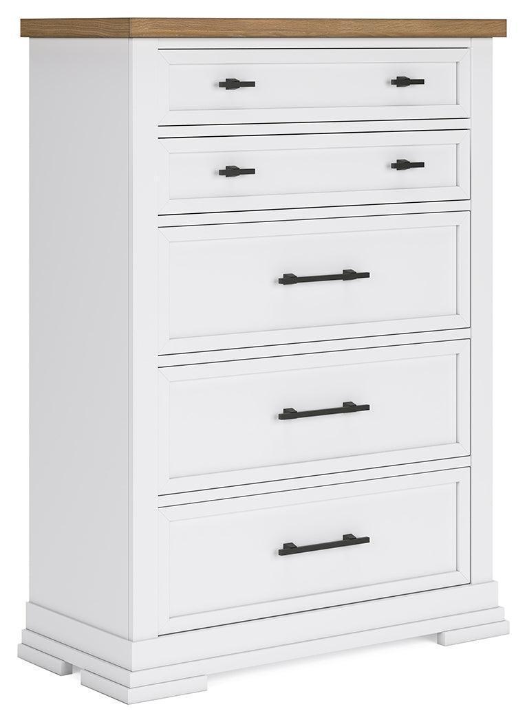 Ashbryn Two-Tone White and Natural Chest of Drawers