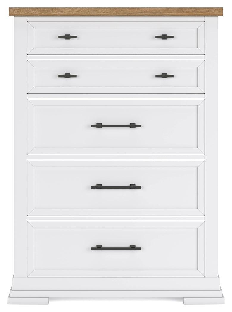 Ashbryn Two-Tone White and Natural Chest of Drawers