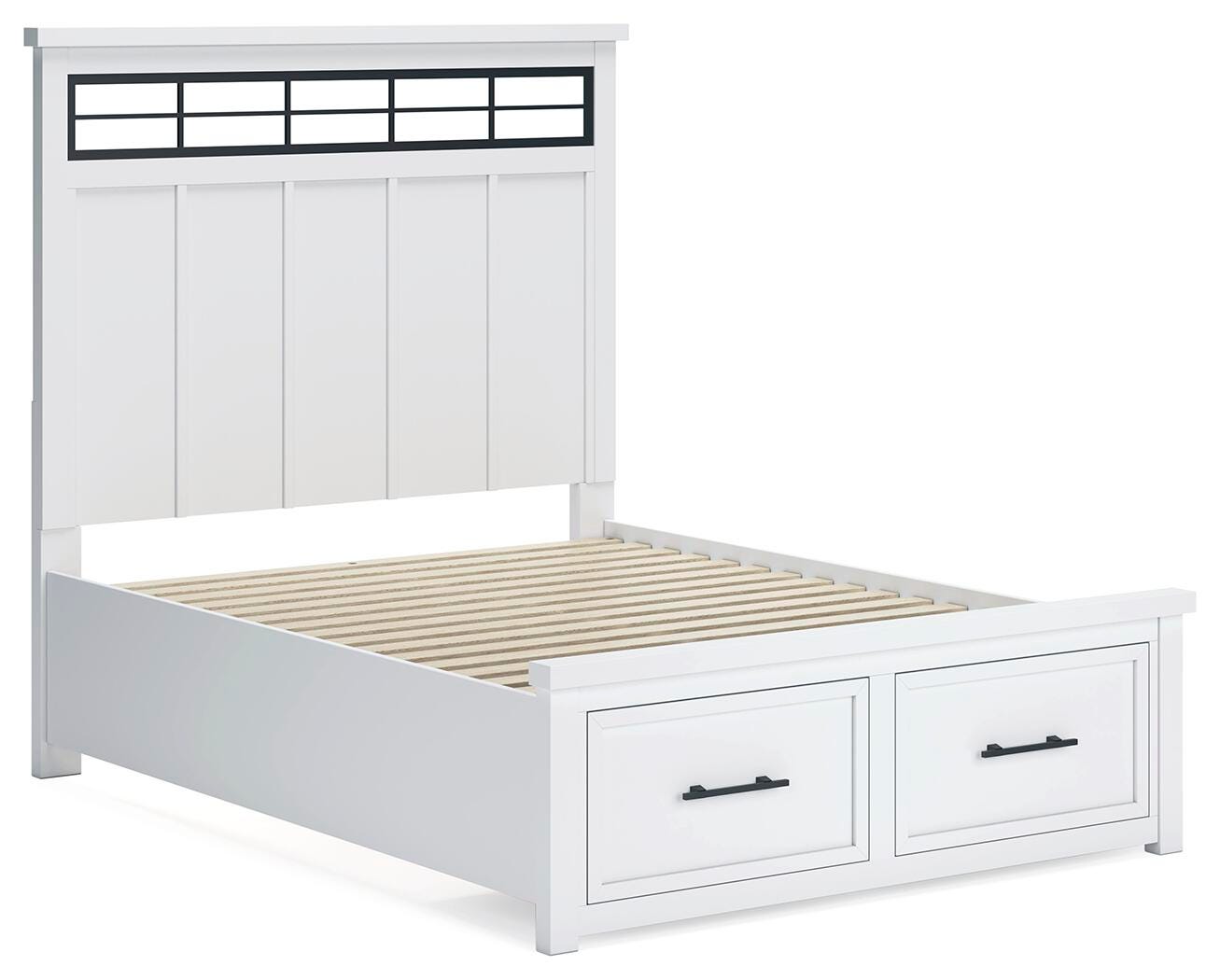 Ashbryn White/Natural Panel Storage Bedroom Set angled view