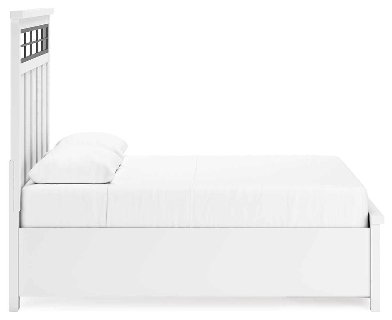 Ashbryn White Natural Queen Panel Storage Bed