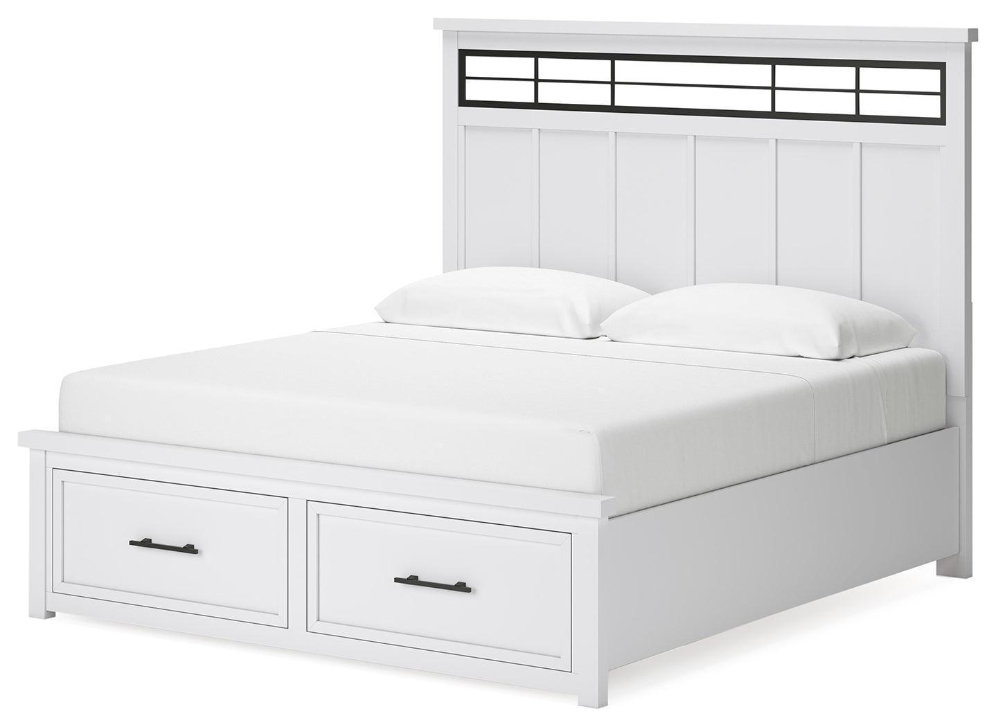 Ashbryn White Natural King Panel Storage Bed