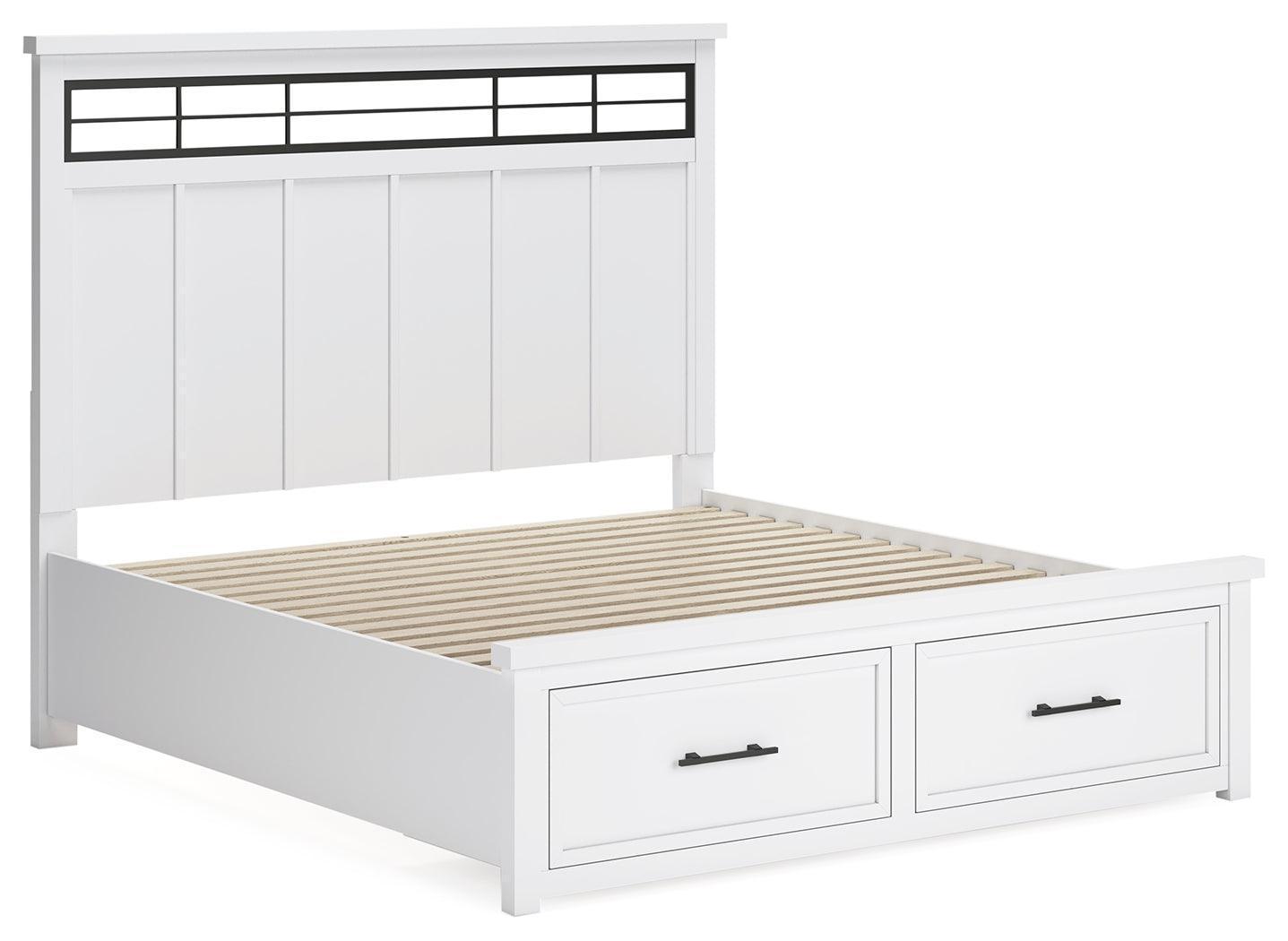 Ashbryn White Natural King Panel Storage Bed