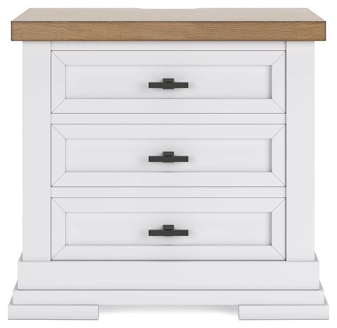 Ashbryn Two-Tone White and Natural Nightstand with Charging Ports