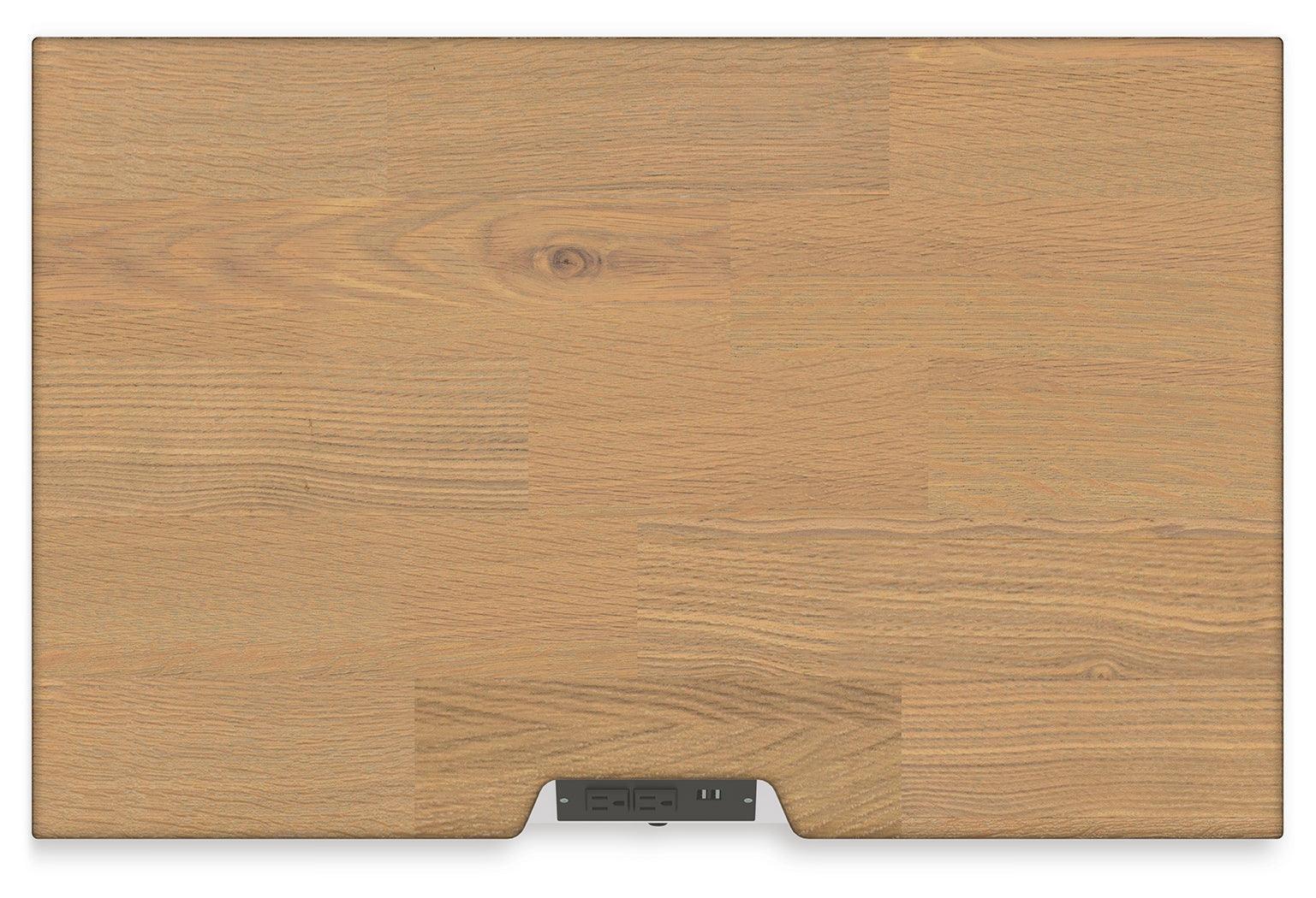 Ashbryn Two-Tone White and Natural Nightstand with Charging Ports