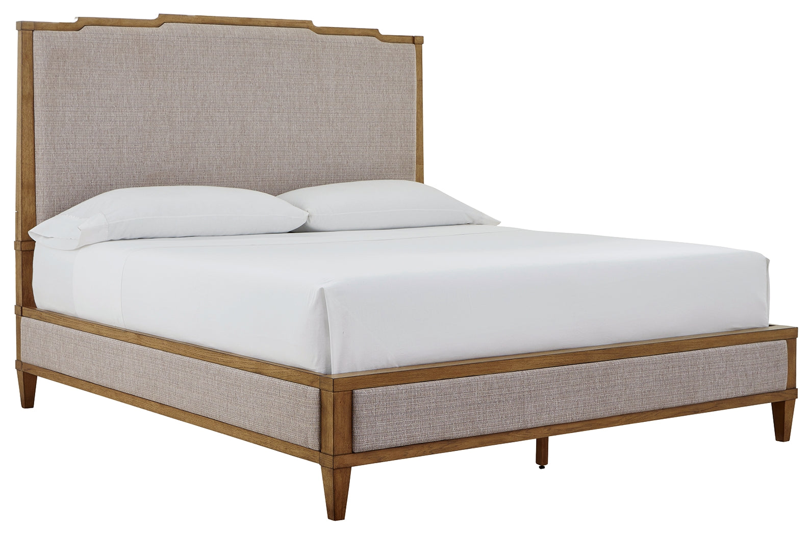 Sharlance Light Brown King Upholstered Panel Bed