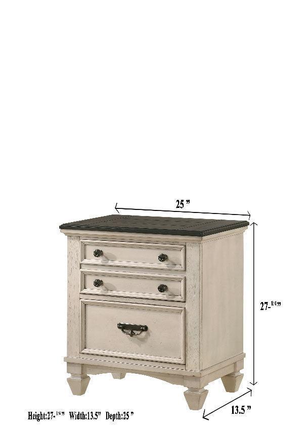 Sawyer Cream/Brown Modern And Classic Wood King Panel Bed - Ella Furniture