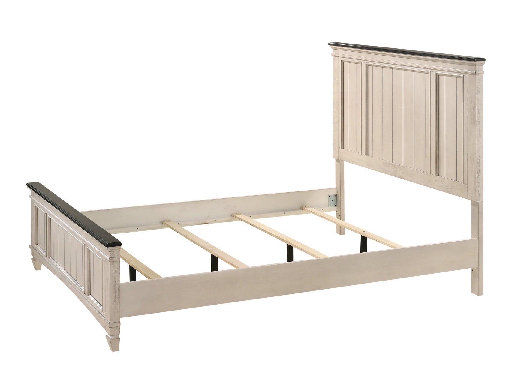 Sawyer Cream/Brown Modern And Classic Wood King Panel Bed - Ella Furniture