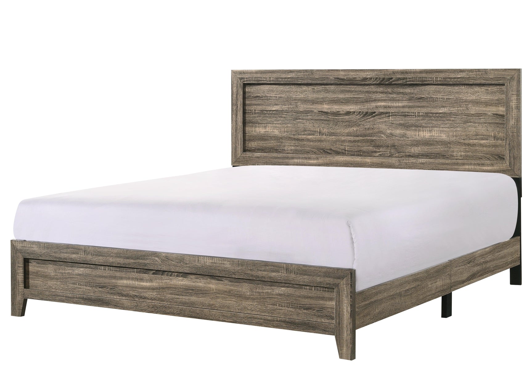 Millie Brown Finish Transitional Modern Wood Grain Queen Panel Bed - Ella Furniture