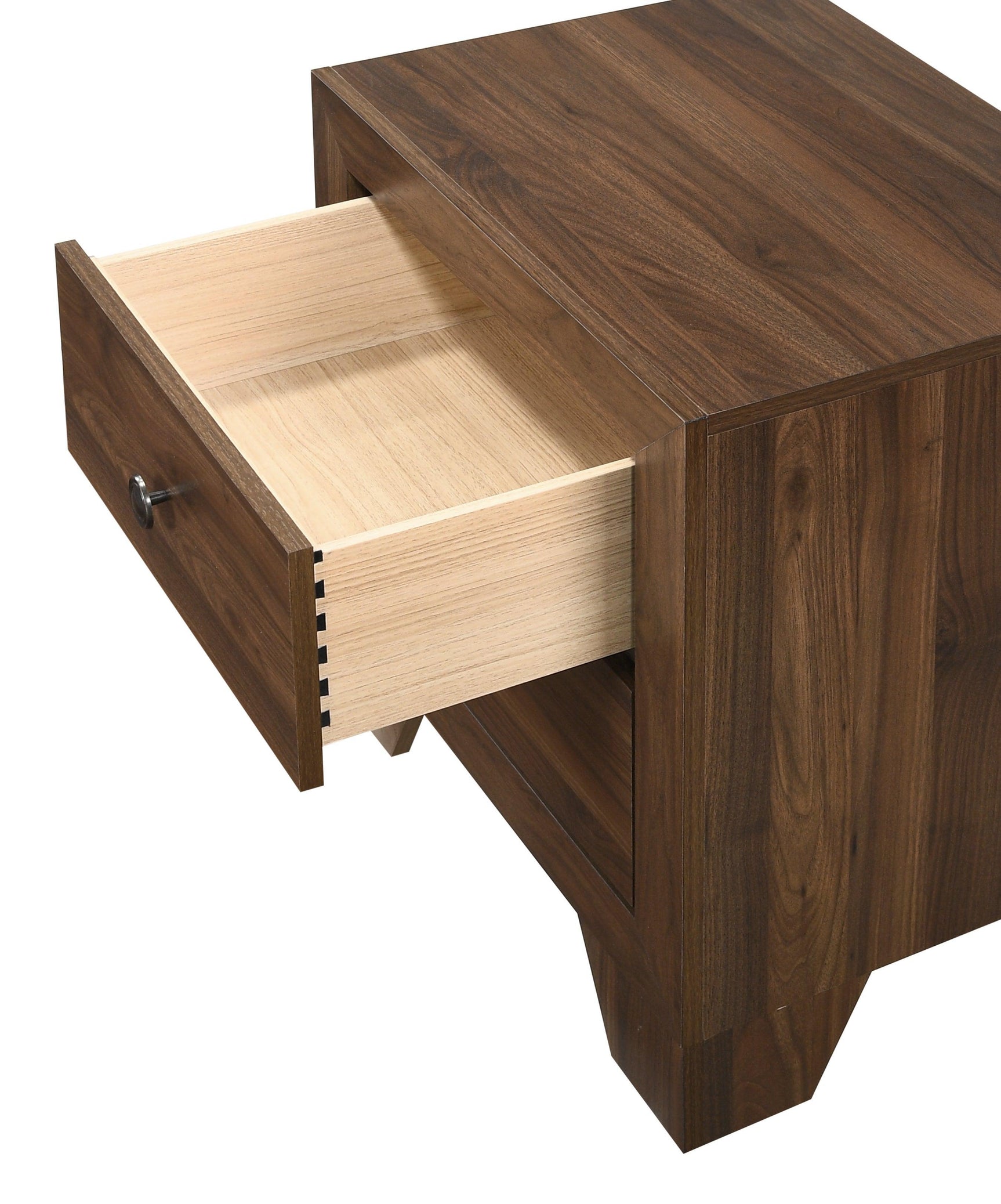 Millie Chest Brown Cherry, Modern Sleek And Contemporary Wood, Nickel Knob 5 Drawers - Ella Furniture