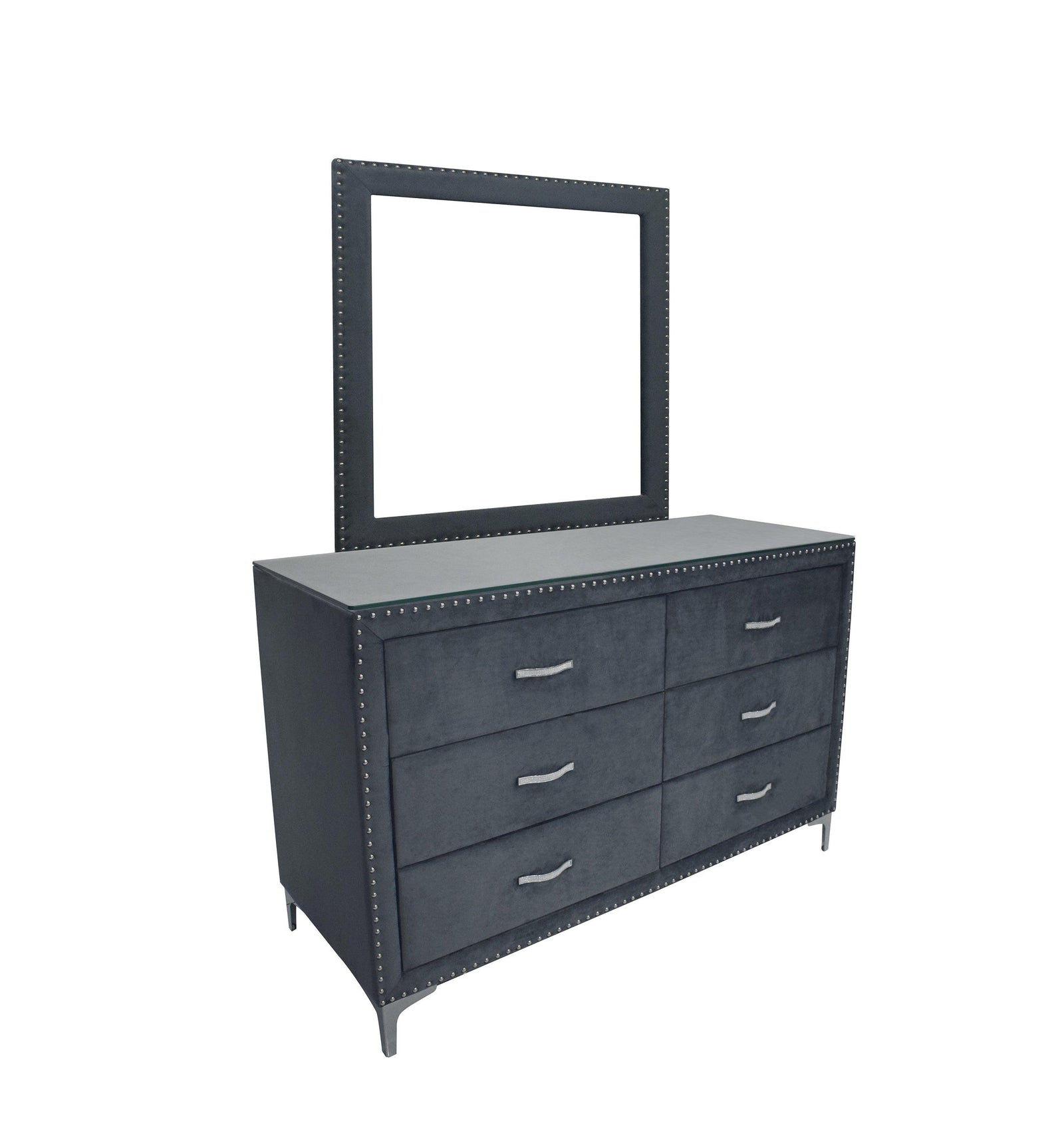 Lucinda Dresser - Dark Grey, Modern Solid Hardwood, Spacious 6 Drawers - Ella Furniture