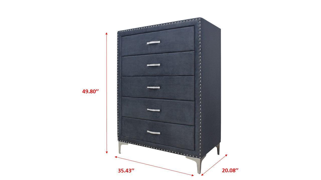 Lucinda Dresser - Dark Grey, Modern Solid Hardwood, Spacious 6 Drawers - Ella Furniture