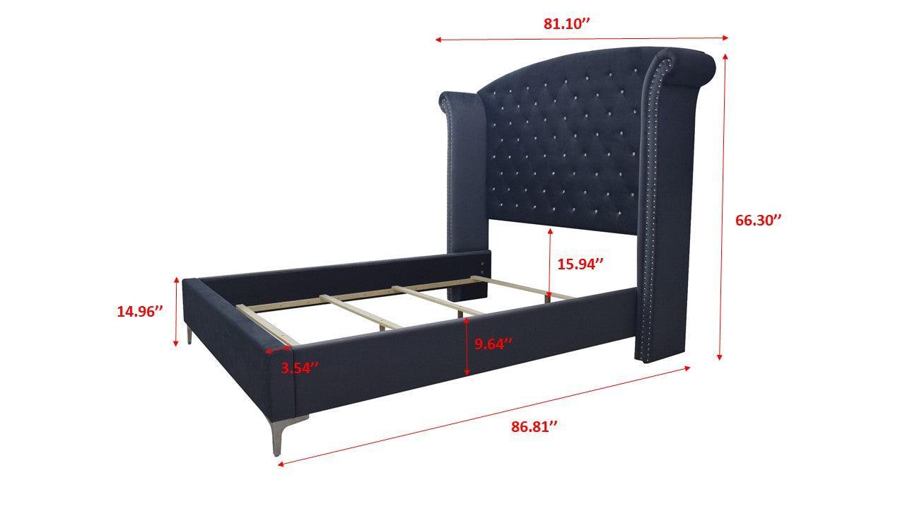 Lucinda Chest - Dark Grey, Modern And Classic Velvet Wood, Classic Metal 5 Drawers - Ella Furniture