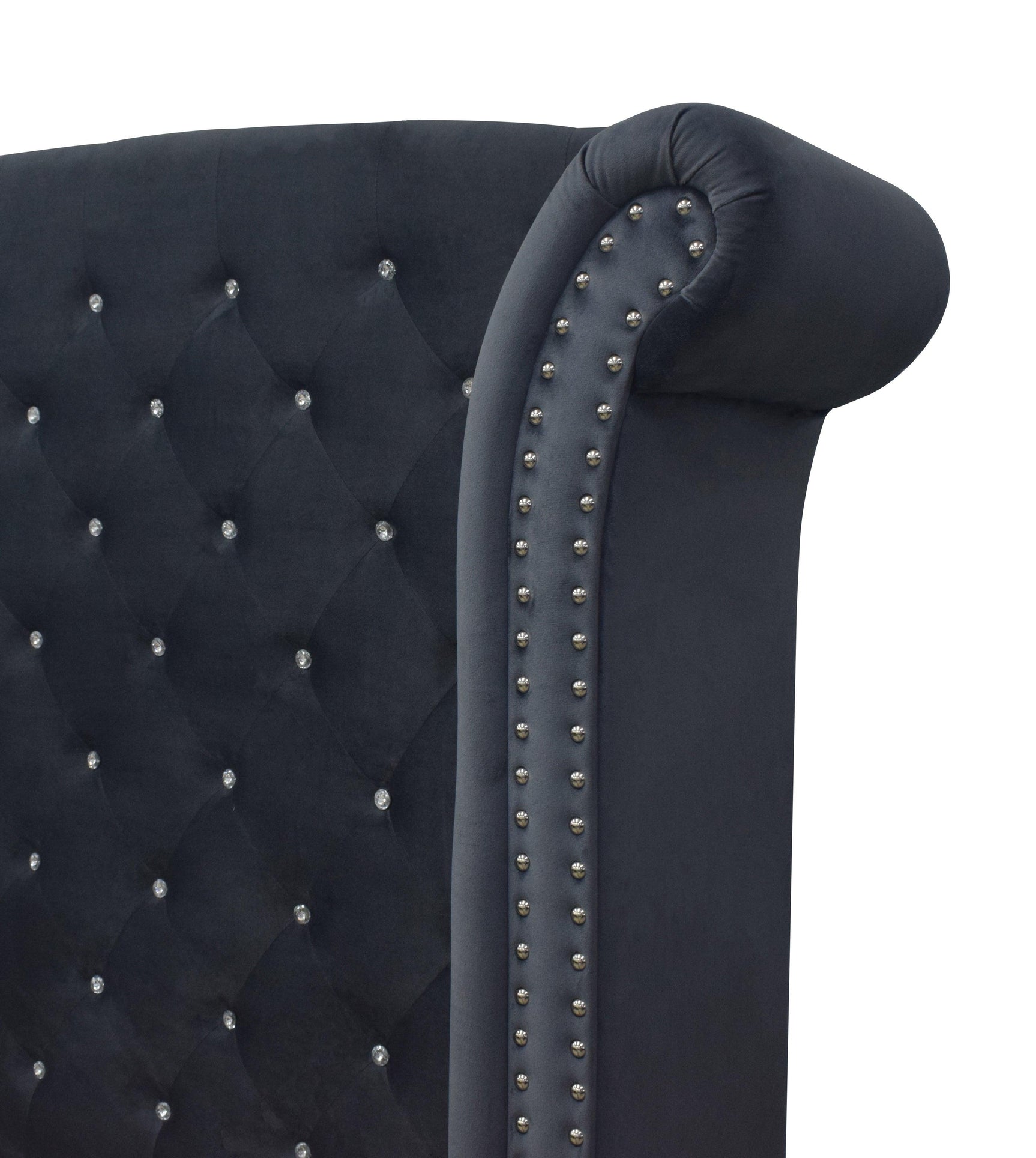 Lucinda Velvet Dark Gray Sleek And Modern Queen Upholstered Tufted Panel Bed - Ella Furniture