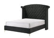 Lucinda Black Velvet Wingback Sleek And Modern Upholstered Tufted Queen Panel Bed - Ella Furniture