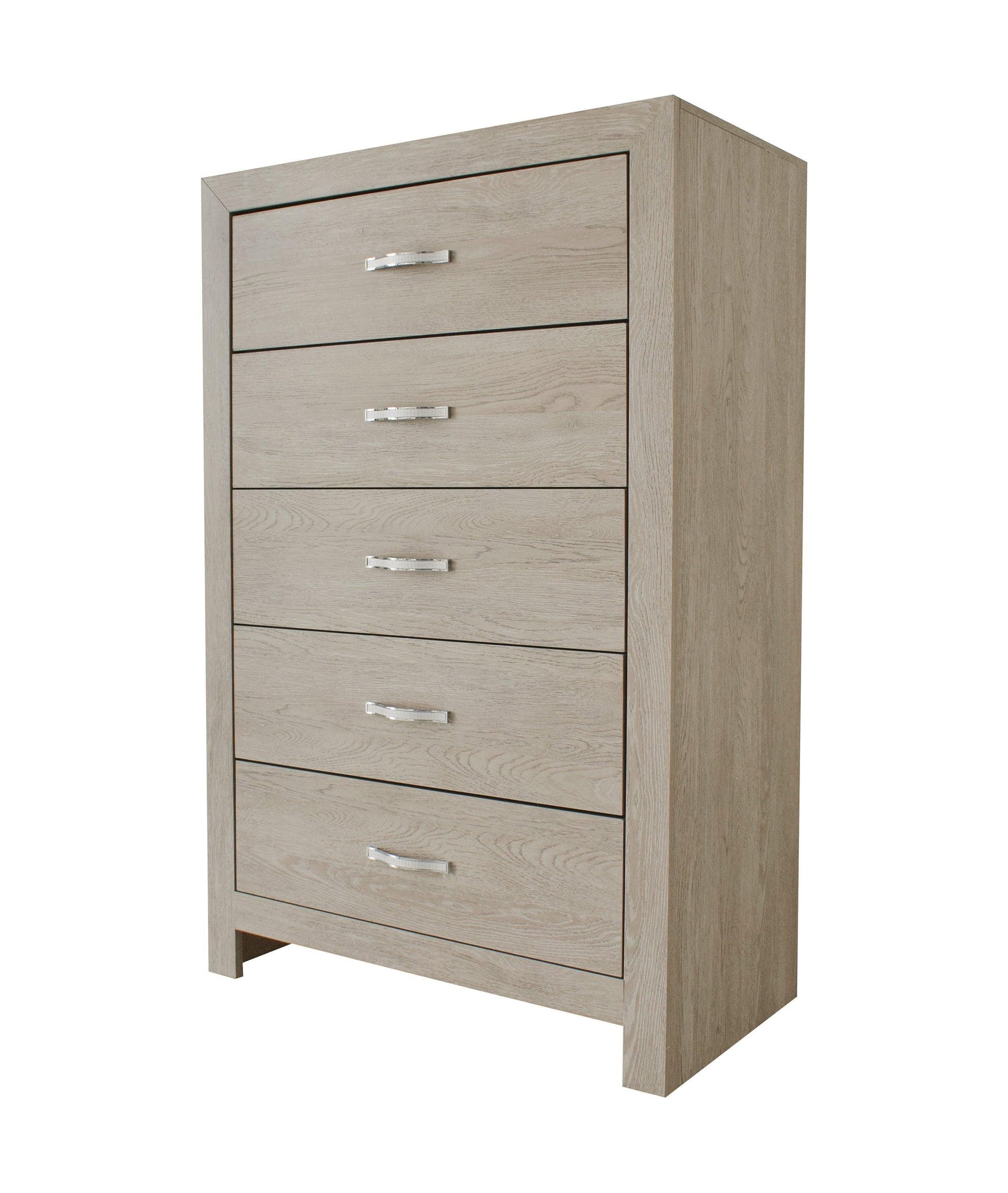 Jaylen Chest Cream, Modern Wood, Metal 5 Drawers - Ella Furniture