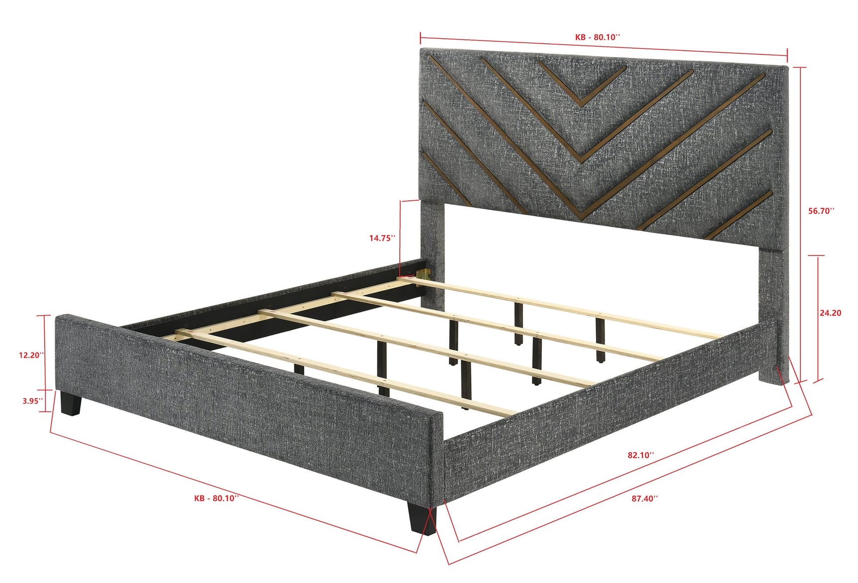 Zane Gray Upholstered Panel Bedroom Set view 4