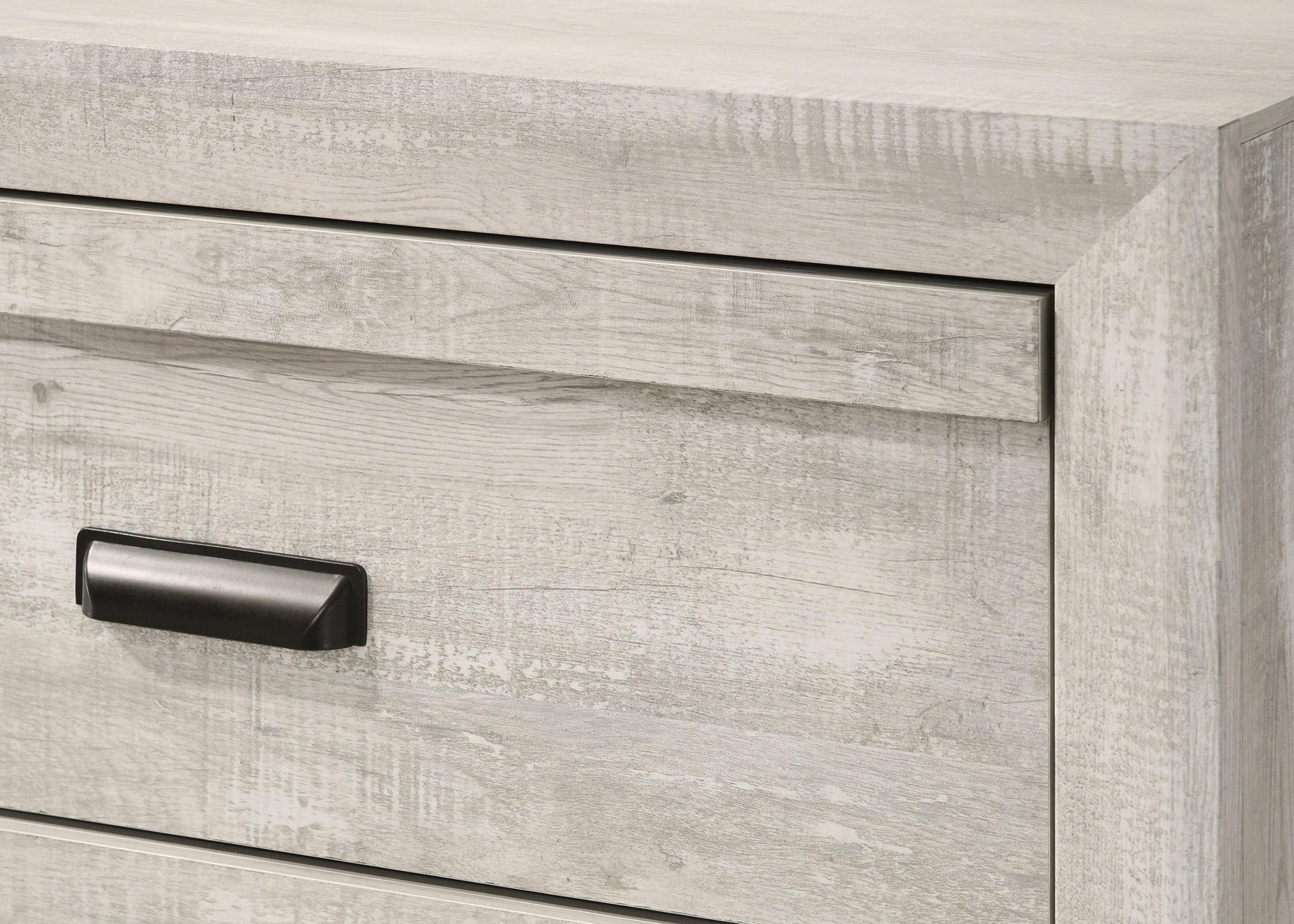 Valor Night Stand Cream, Rustic Modern Wood, 2 Metal Drawers - Ella Furniture