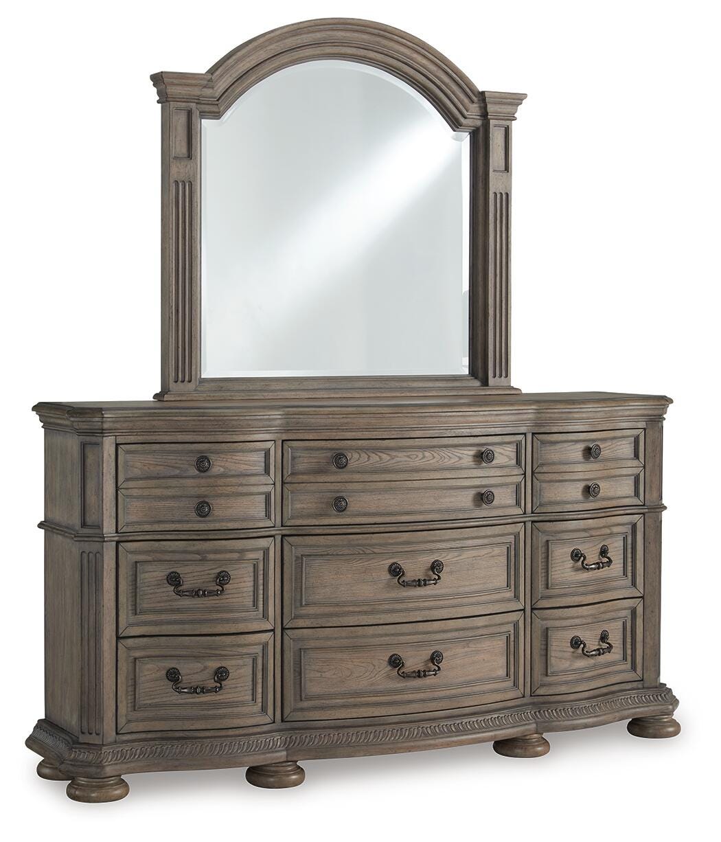 Ardenfield Light Brown Upholstered Sleigh Bedroom Set angled view