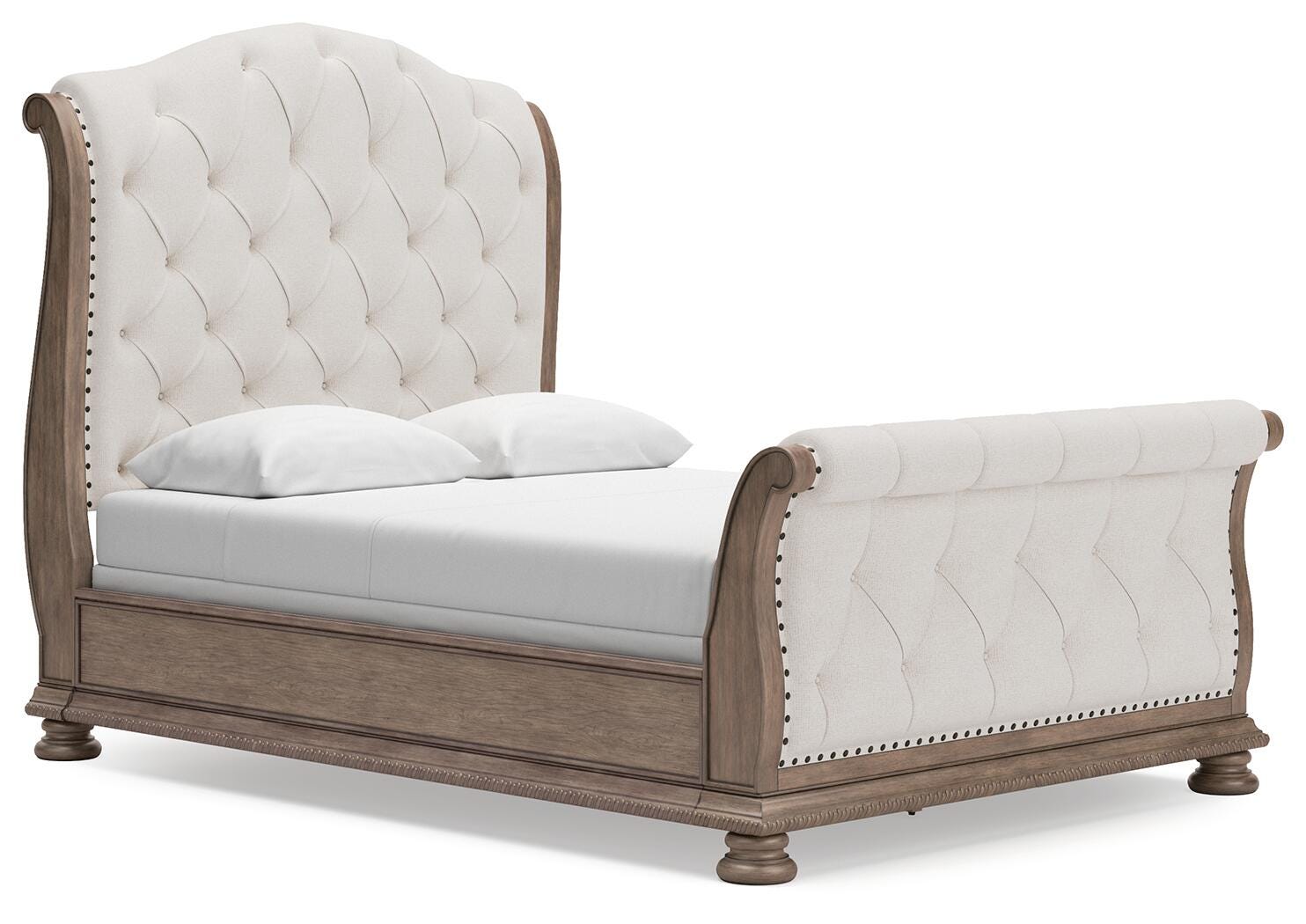 Ardenfield Light Brown Upholstered Sleigh Bedroom Set angled view
