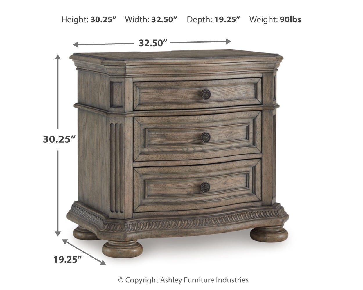 Ardenfield Light Brown Upholstered Sleigh Bedroom Set dimension view