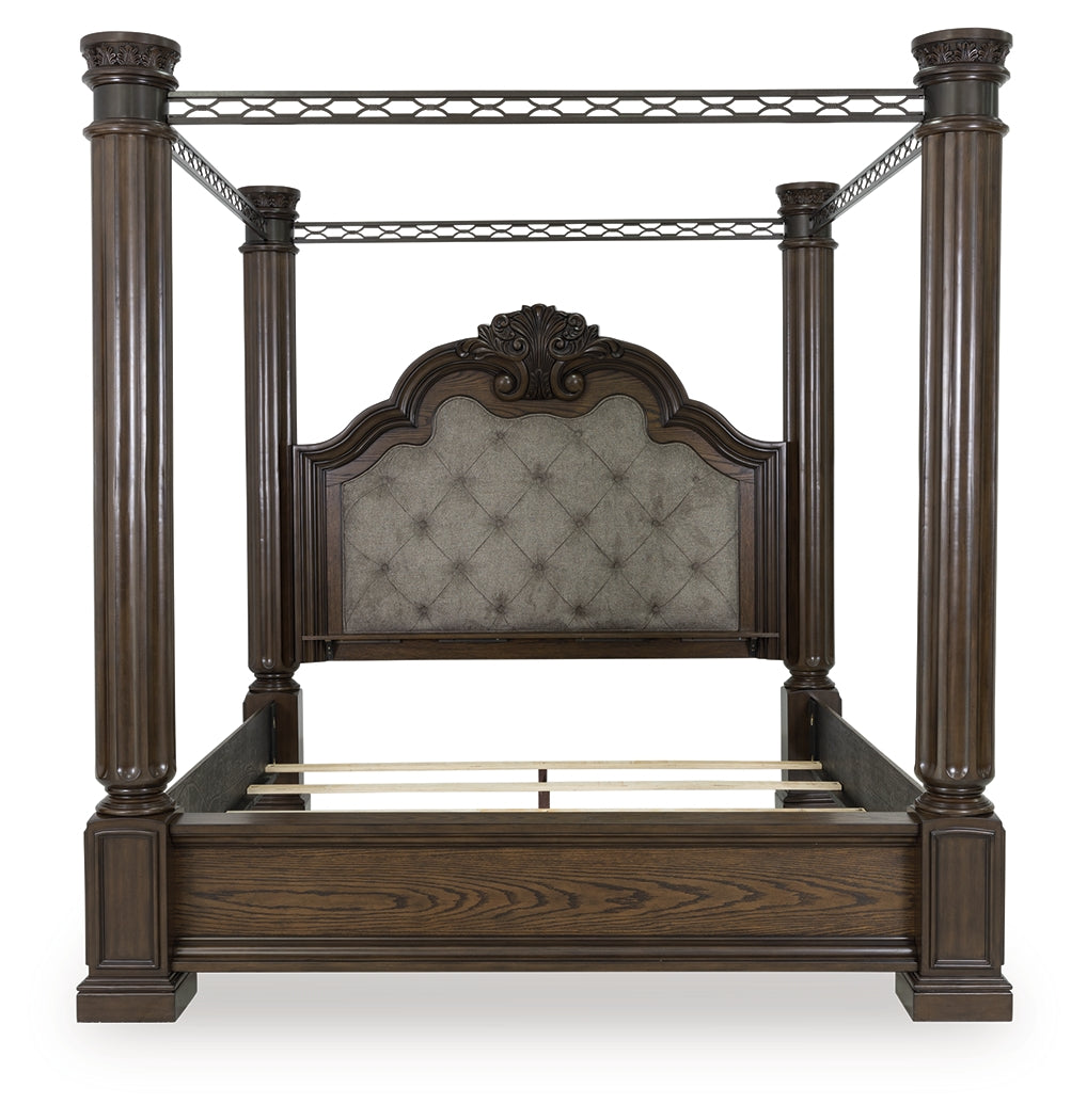 Maylee Dark Brown King Canopy Bed